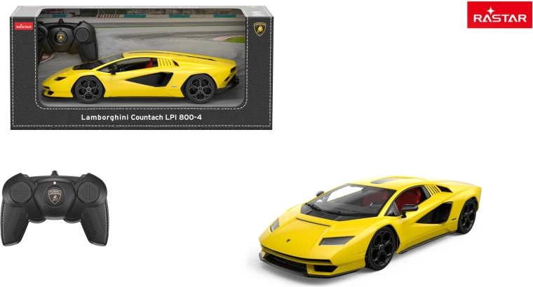 Mașină RC Lamborghini Countach LPI 800-4 Rastar 1:16 galbenă