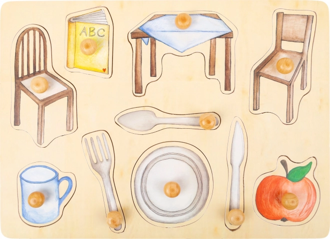 small foot puzzle din lemn – obiecte cotidiene