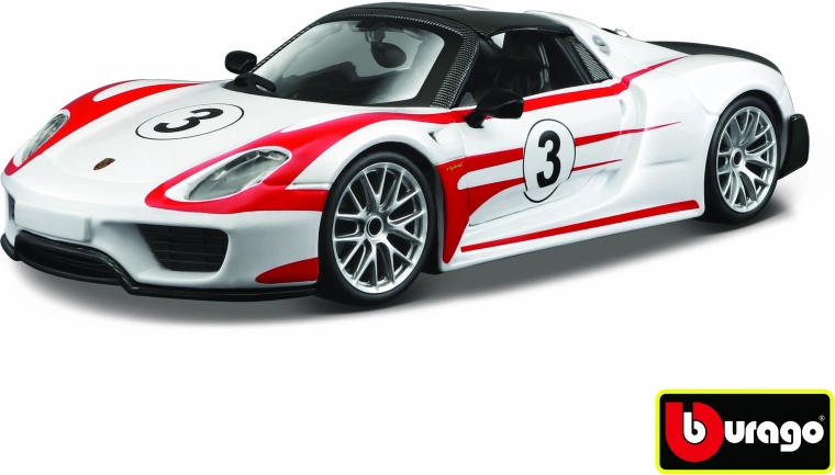 Model auto metalic 1:24 Porsche 918 Weissach – alb