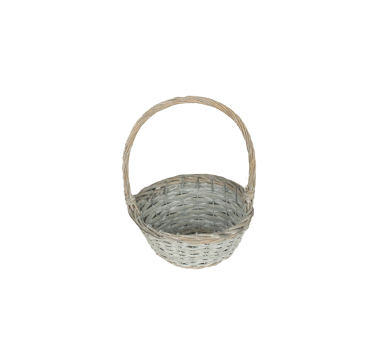 Coș împletit gri cu mâner 16 × 8 × 24 cm