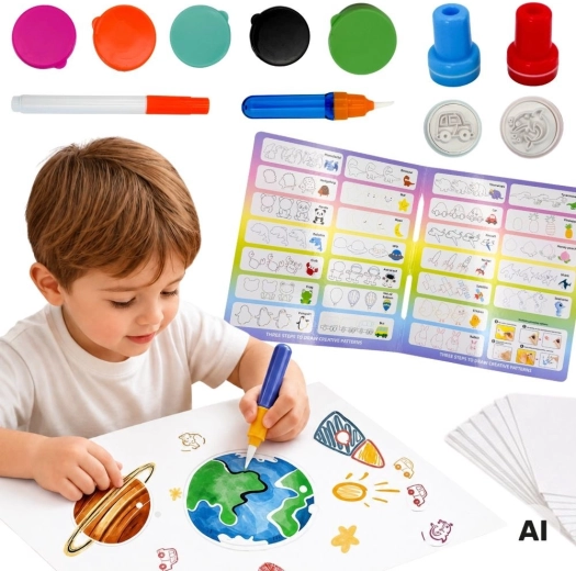 Woopie pensulă magică – set creativ de desen cu ștampile pentru copii 3+ - 1 bucată