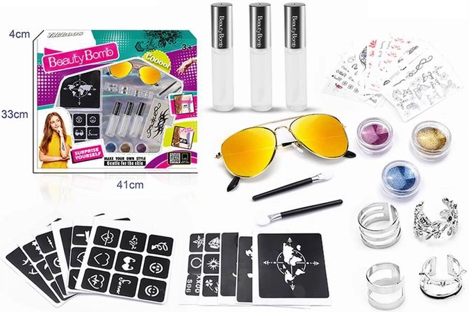 Set pentru tatuaje temporare cu ochelari BEAUTY BOMB
