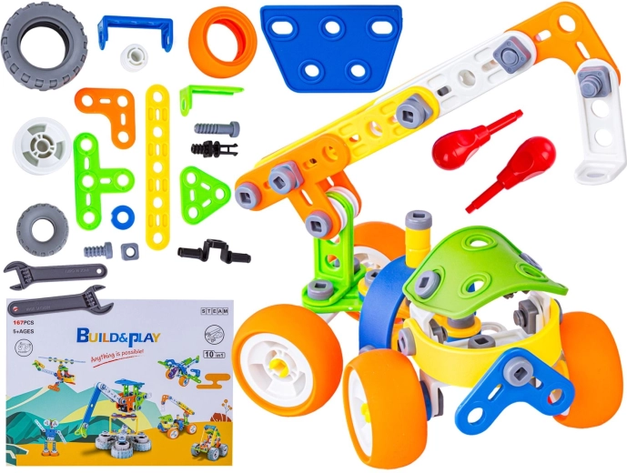 Set de construcție flexibil 167 piese 10în1 cu unelte