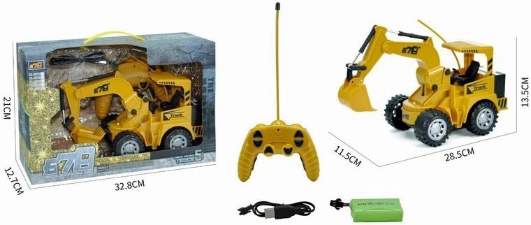 Excavator de construcții RC cu telecomandă 5CH, cu încărcare USB