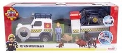 Pompierul Sam set de salvare veterinară cu mașină de teren și remorcă