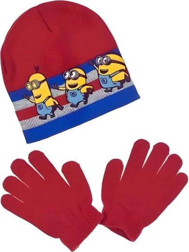 Căciulă și mănuși roșii Minions