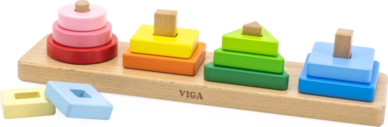 Joc educativ din lemn Viga cu forme geometrice