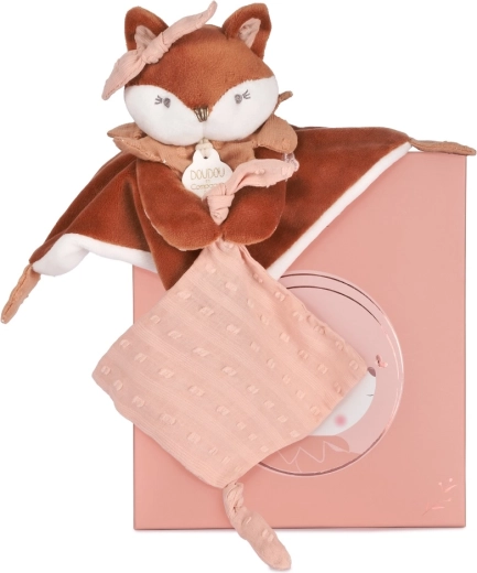 Set cadou Doudou – vulpița de pluș Mina cu suport pentru suzetă, 20 cm