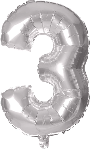 Balon din folie cifră 3, 30 cm, argintiu TORO