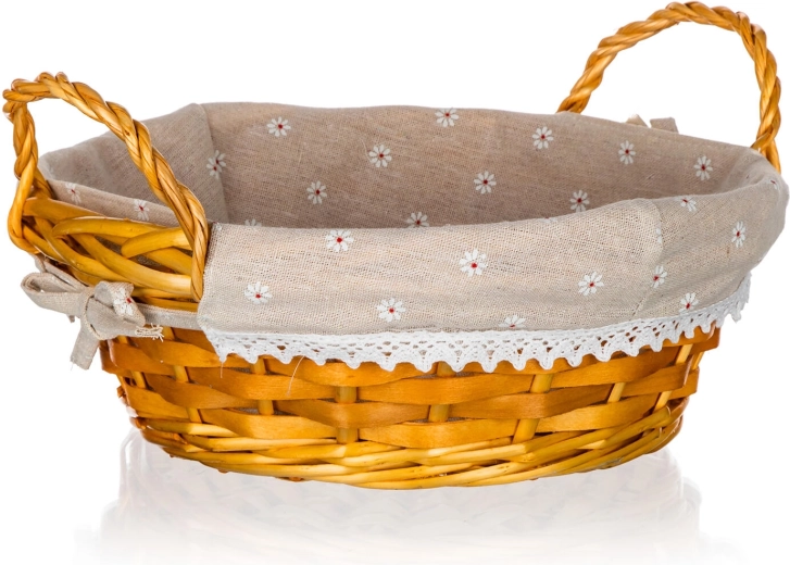 Coș rotund din nuiele cu mânere DAISY 30 × 12 cm