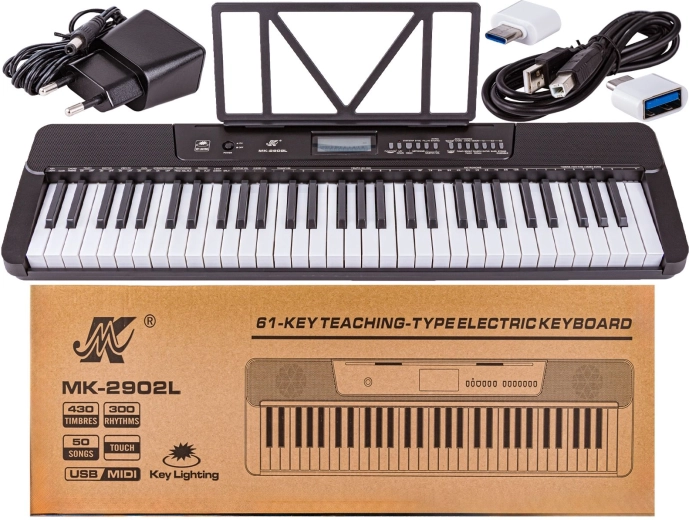 Claviatură electronică Meike cu clape iluminate 61 de clape, MIDI