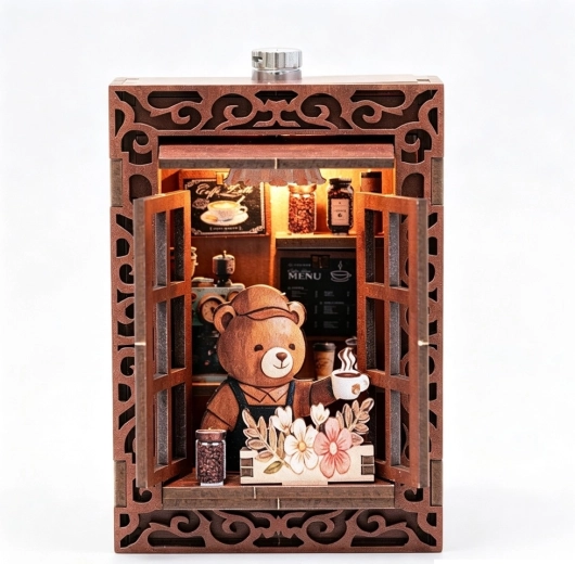 2Kids Toys puzzle 3D din lemn magnet Cafeneaua ursulețului