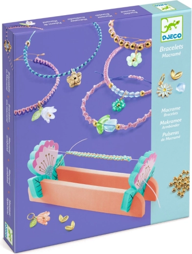 Djeco set creativ macramé și brățări cu mărgele – albastre