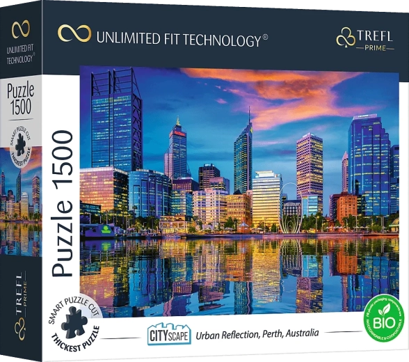 Puzzle TREFL UFT Cityscape – reflexia orașului Perth, Australia, 1500 piese