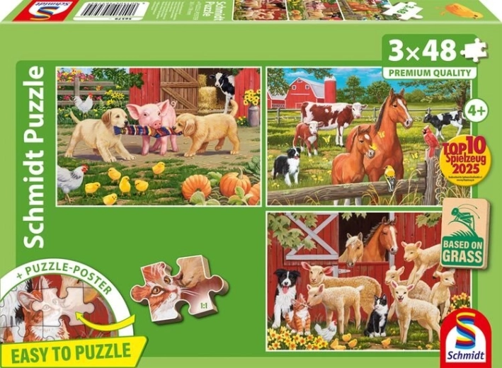 Puzzle animale de la fermă 3×48 piese