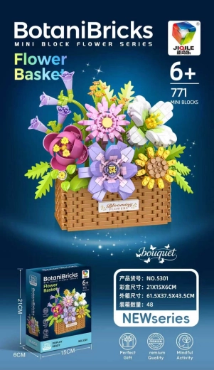 Set de construcție buchet colorat în coșuleț – 771 piese