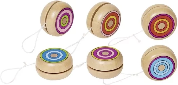 Yo-yo din lemn cu inele colorate