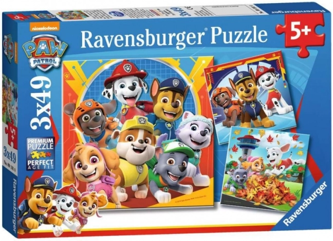 Ravensburger puzzle Patrula cățelușilor 3x49 piese