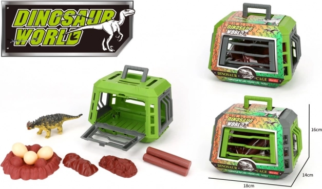 Dinozaur în cușcă cu accesorii