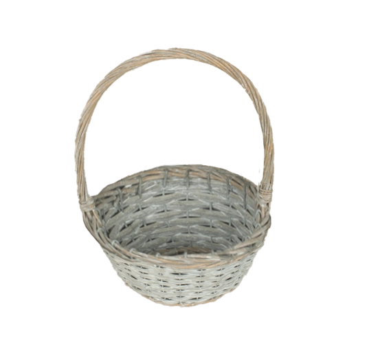 Coș împletit gri cu mâner 26 × 11 × 33 cm