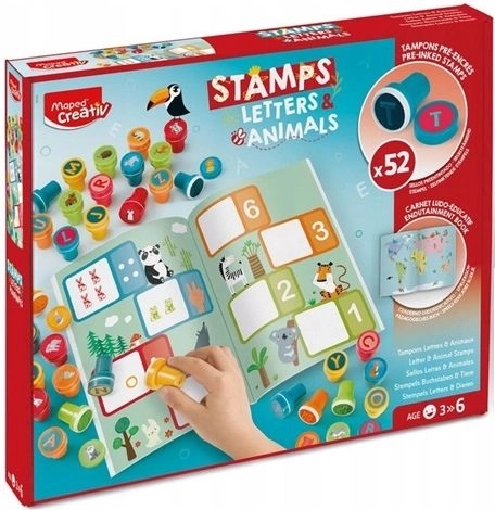 Set creativ de ștampile colorate – litere și animale