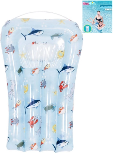 SUN CLUB șezlong gonflabil pentru copii cu pești marini, cu fereastră către apă, 72 × 47 cm