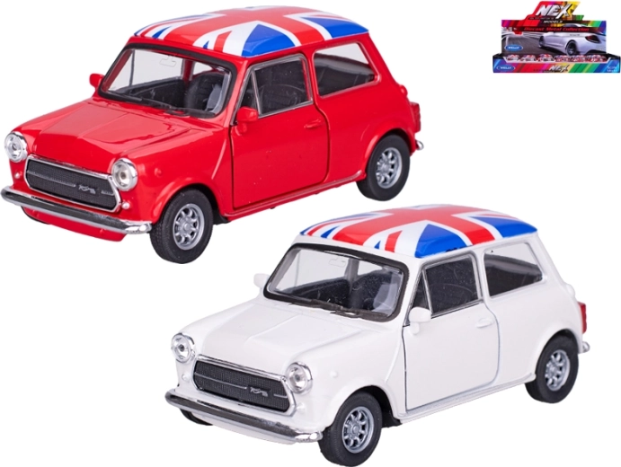 Model din metal Welly Mini Cooper 1300 UK 1:43 cu uși care se deschid și mecanism pull-back