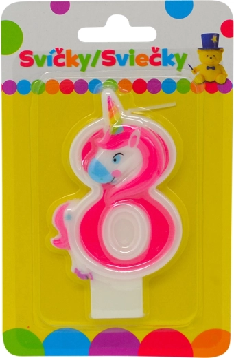 Lumânare de aniversare unicorn numărul 8