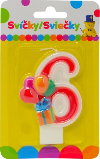 Lumânare de ziua de naștere cu baloane – cifra 6