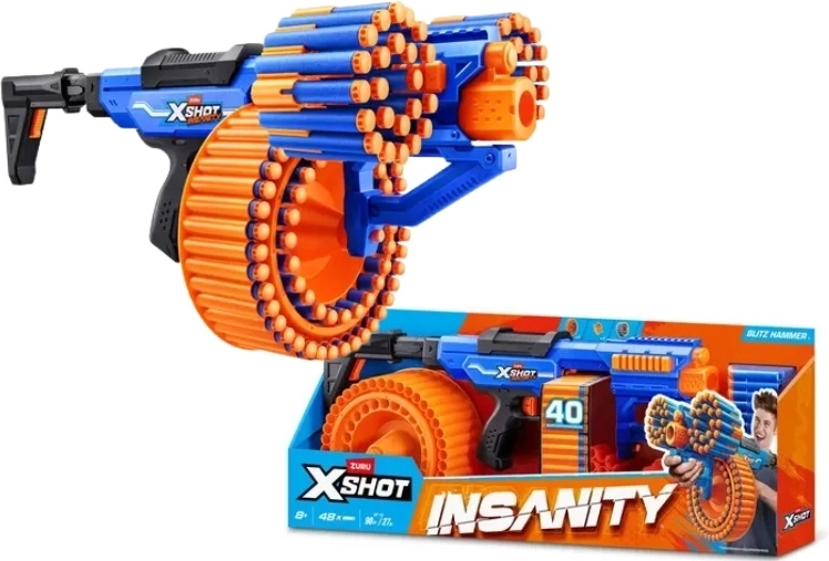 ZURU X-SHOT Insanity Blitz Hammer blaster cu săgeți din spumă - 1 bucată