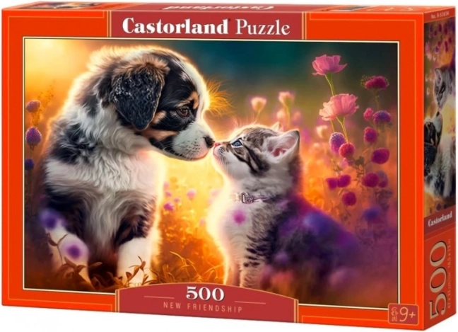 Puzzle 500 de piese CASTORLAND – prietenie nouă (câine și pisică)