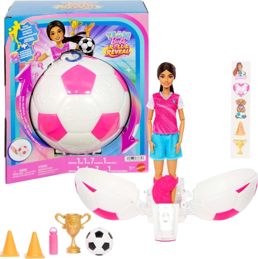 Mattel Barbie Team Roll and Reveal fotbalistă cu accesorii