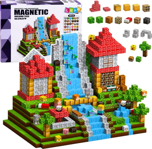 Cuburi magnetice – blocuri de construcție tip pixel cu „resurse”, 200 de piese