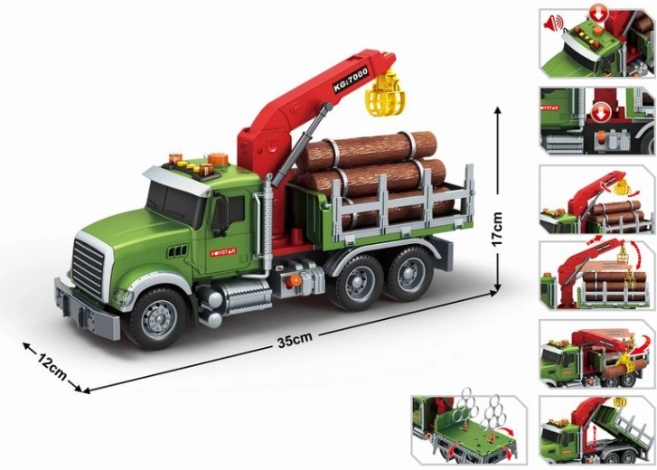 Camion de transport cu macara și bușteni din lemn 1:14