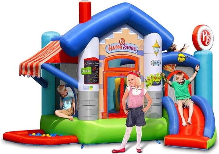 Castel gonflabil Happyhop Happy Store cu tobogan și trambulină