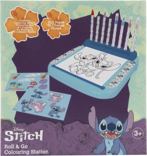 Suport cu planșe de colorat Lilo și Stitch și culori