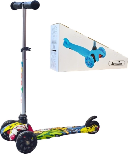 Trotinetă pentru copii cu trei roți Graffiti cu roată luminoasă