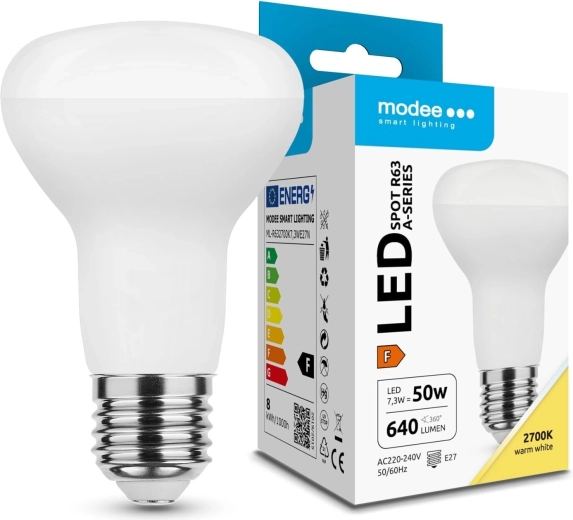 Bec spot LED Modee R63 7,3 W E27 640 lm alb cald