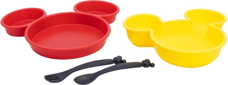 Set mare de masă pentru copii Stor 4-în-1 Mickey Mouse roșu/galben