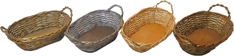 Coș oval din nuiele lăcuite 30 × 20 × 12 cm cu mânere