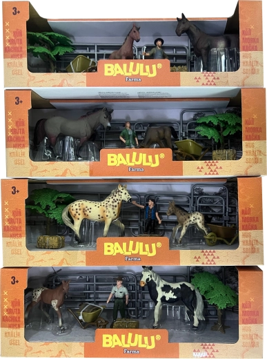 Set mare de joacă Balulu cu cai la pășune, îngrijitor și accesorii - 1 bucată