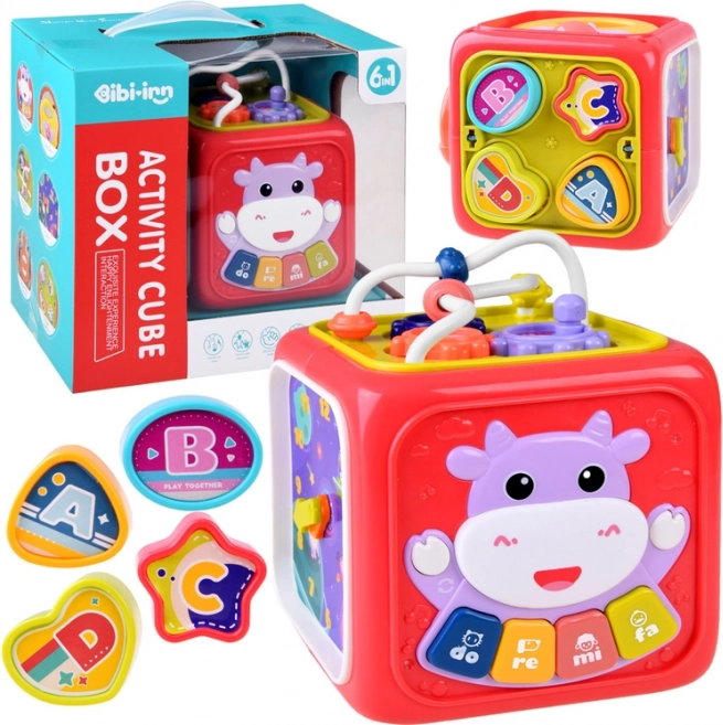 Cub educațional interactiv cu pian, labirint și sortator