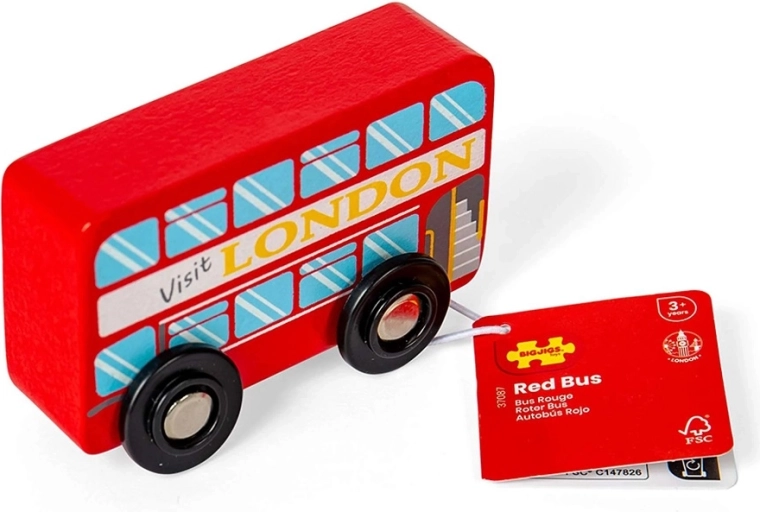 Bigjigs Toys autobuz londonez cu etaj din lemn