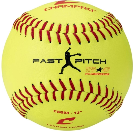 Minge de softball CHAMPRO fastpitch 12" galbenă din piele - 1 bucată