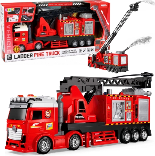 Mașină de pompieri cu braț telescopic extensibil 69 cm, lumini, sunete și tun de apă