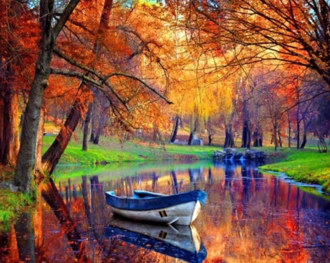 Pictură cu diamante Barca părăsită 30 × 40 cm