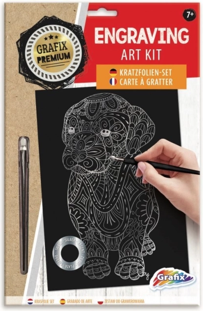 Imagine răzuitoare argintie cu câine GRAFIX