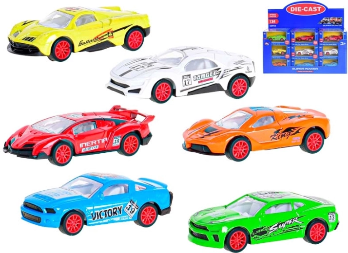 Mașinuță sport metalică 1:64 cu mecanism pull-back (mers înapoi)