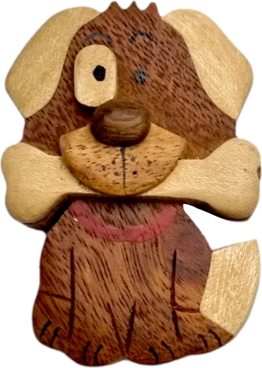 Magnet din lemn câine cu os – mare