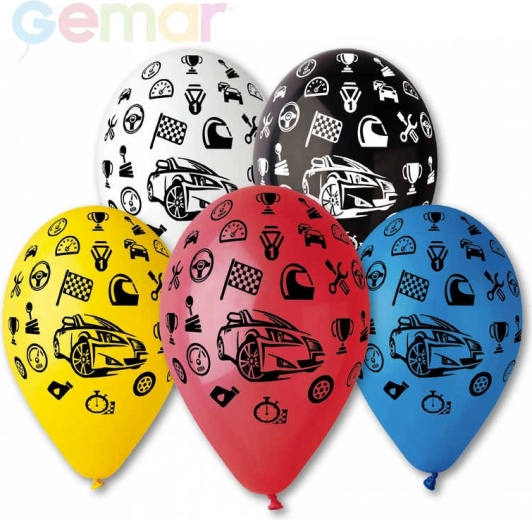 Balon din latex pastel Gemar cu imprimeu cu mașini - 1 bucată